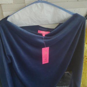 NEW WITH TAGS ATTACHED -Lilly Pulitzer Blue Velour off the shoulder top